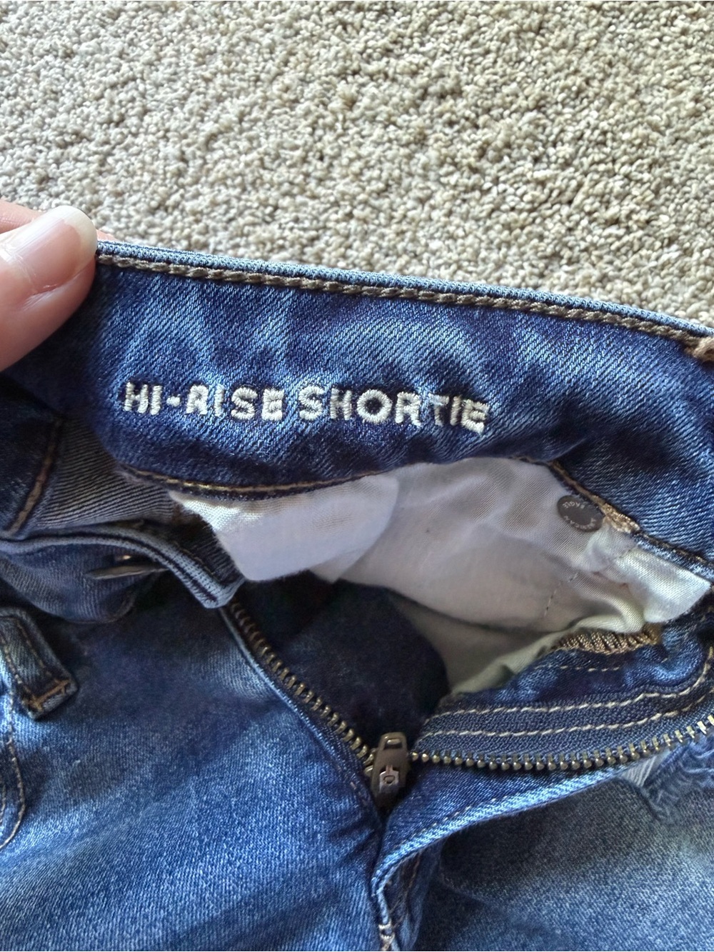 American Eagle Outfitters Hi-Rise Shortie Shorts Women’s 0 Dark Blue Denim Wash - Picture 5 of 10